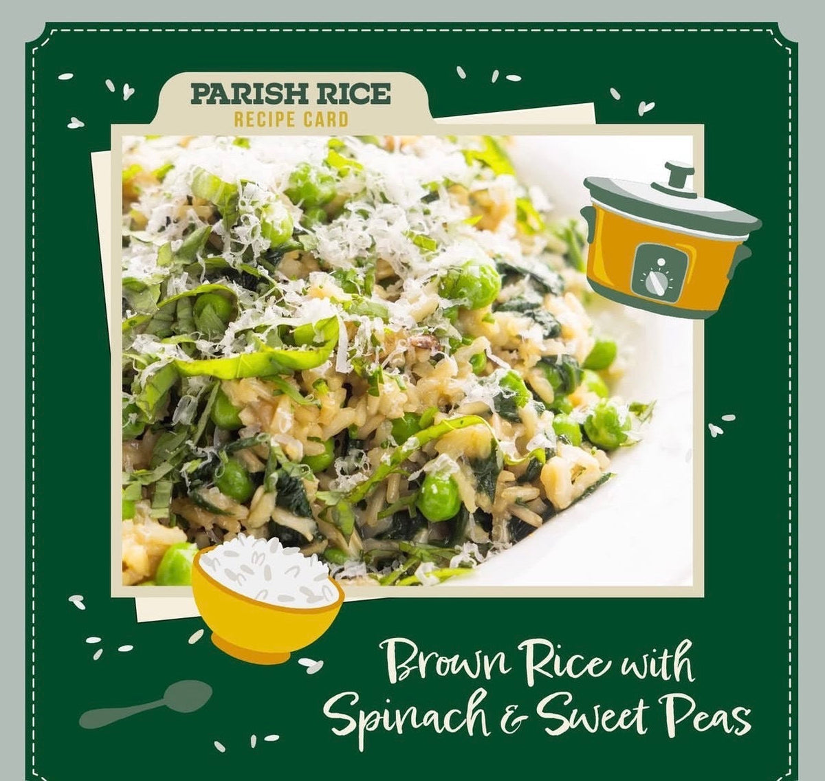 Parish Brown Rice with Spinach and sweet peas