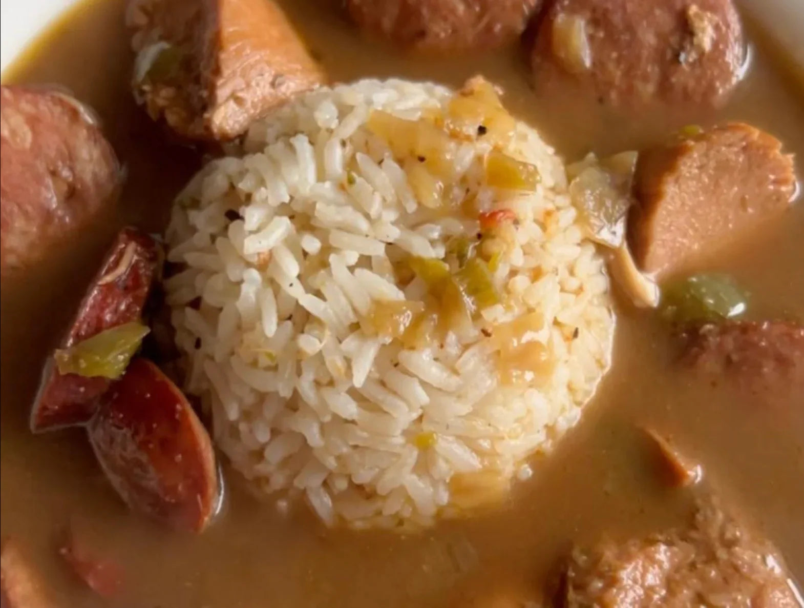 Chicken and sausage gumbo with Parish Rice